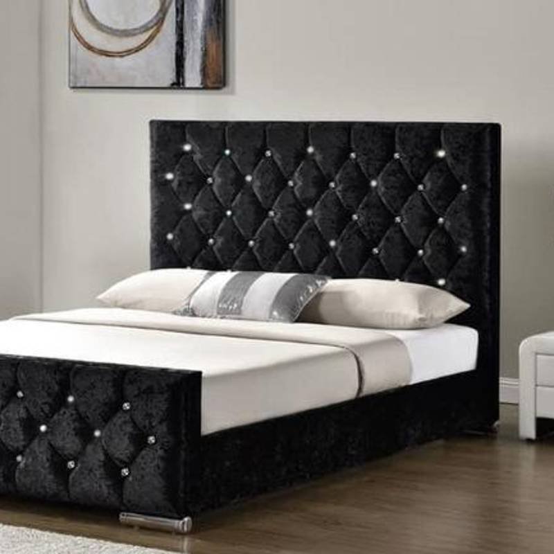 chesterfield diamond crush velvet bed